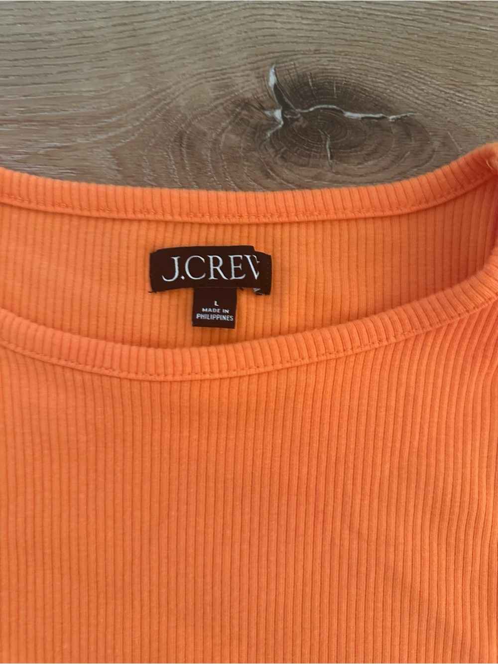 J.Crew Orange Ribbed Double Ruffle Shoulder Tank Top Large - Picture 5 of 6